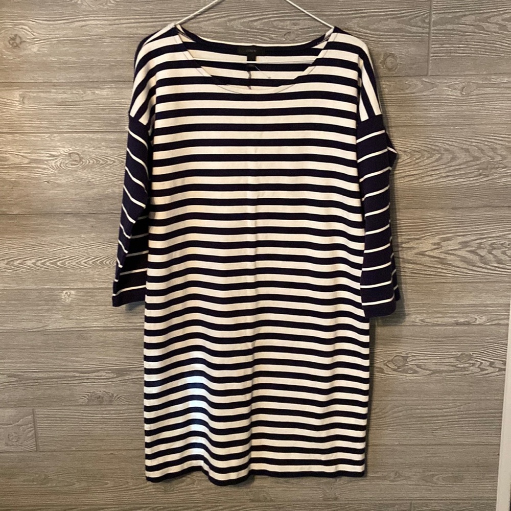 J.Crew‎ Navy Blue and White striped Dress small
